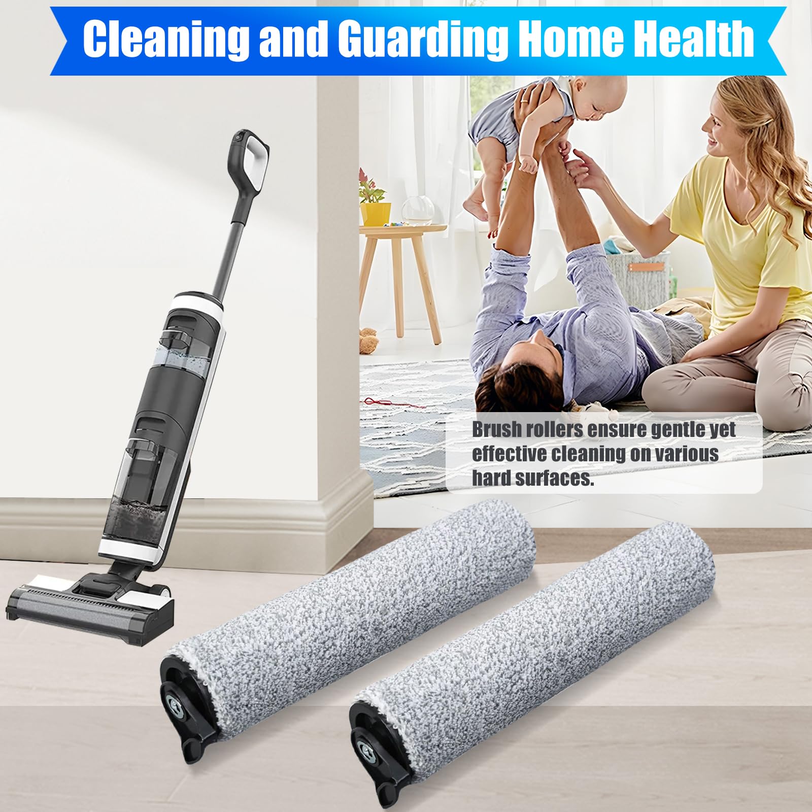 Vanclearidea Replacement Roller Brush Compatible with Tineco iFloor 3/ Floor One S3/ iFloor 2 Brushroll Cordless Wet Dry Vacuum Cleaner-2Pack