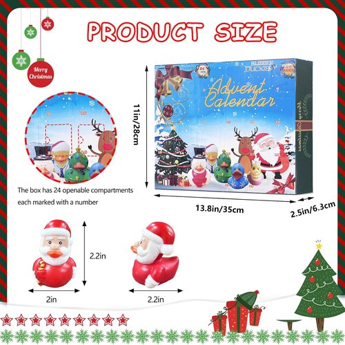 2025 Advent Calendar Rubber Ducks - 24 Days of Fun Christmas Countdown for Kids | Perfect Holiday Party Favors