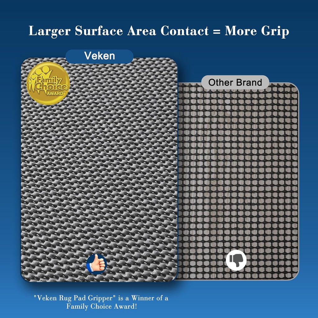 Veken Rug Pad Gripper - Non-Slip 2x6 Ft Thick Dark Grey Rug Pad for Hardwood & Tile Floors