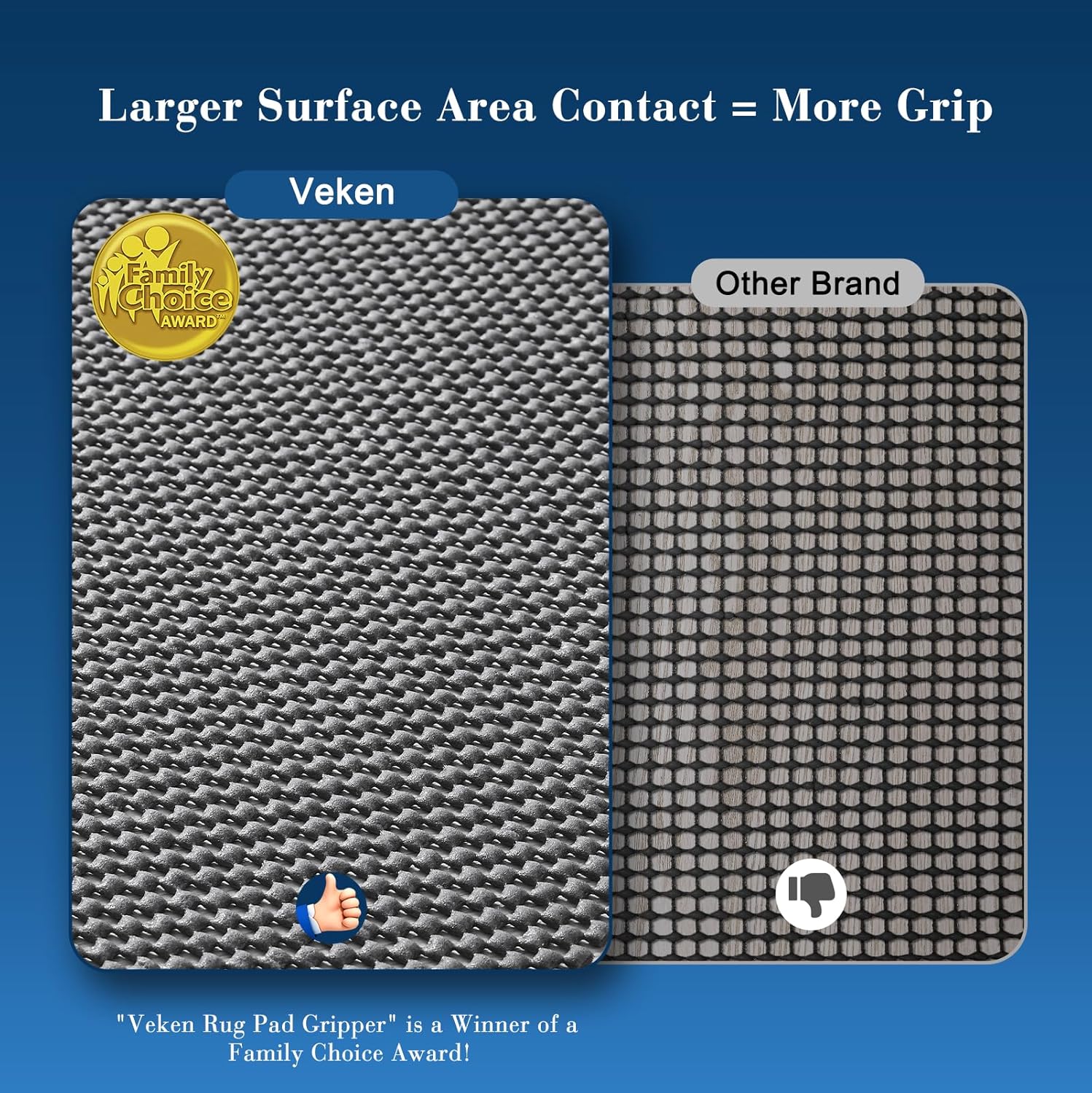 Veken Rug Pad Gripper - Non-Slip Dark Grey 5x7 Ft Rug Pad for Hardwood & Tile Floors