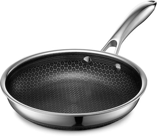 HexClad Hybrid Nonstick Frying Pan - 8-Inch, Stay-Cool Handle, Dishwasher-Safe & Oven-Safe Up to 900°F
