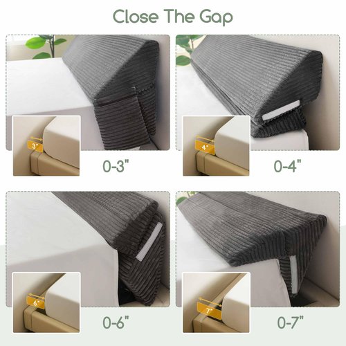 HIGOGOGO King Size Wedge Pillow for Headboard Gap - Multi Functional Mattress Wedge Bed Gap Filler Close The Gap (0-7") Between Your Mattress and Headboard or Wall (Grey 76"x11"x9")