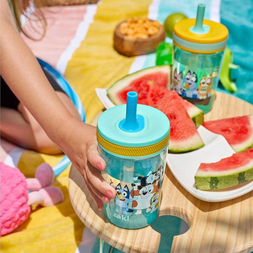 Zak Designs Bluey Kelso Toddler Cups - 15oz Leak-Proof Sippy Cups for Kids | 2-Pack Durable Plastic