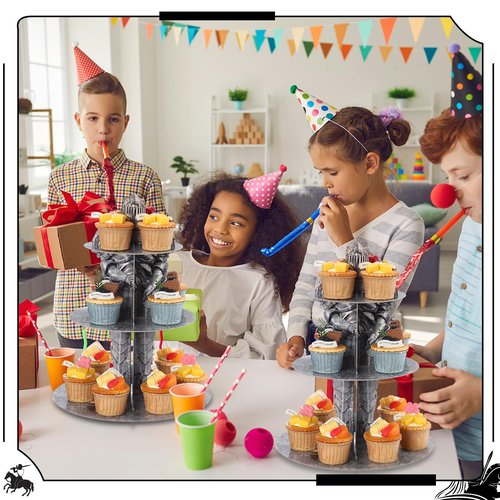Honeydak 3 Tier Medieval Castle Cupcake Stand Decorations Medieval Knight Theme Cupcake Holder DecorationsCastle Dessert Tower for Kids Dragon Theme Party Birthday Supplies