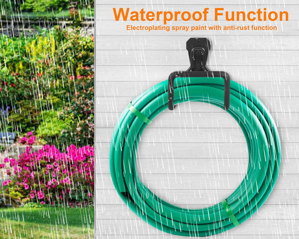 PeoMev Metal Garden Hose Holder - Heavy-Duty Wall-Mounted Hose Hanger for Outdoor Use | Sturdy Hose Reel Hooks