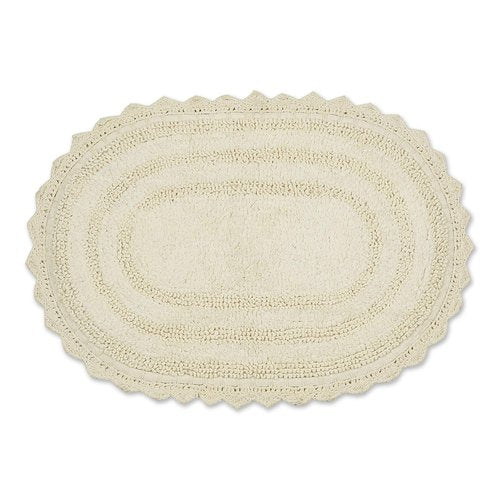 DII Crochet Collection Reversible Bath Mat, Small Oval, 17x24, Off-White