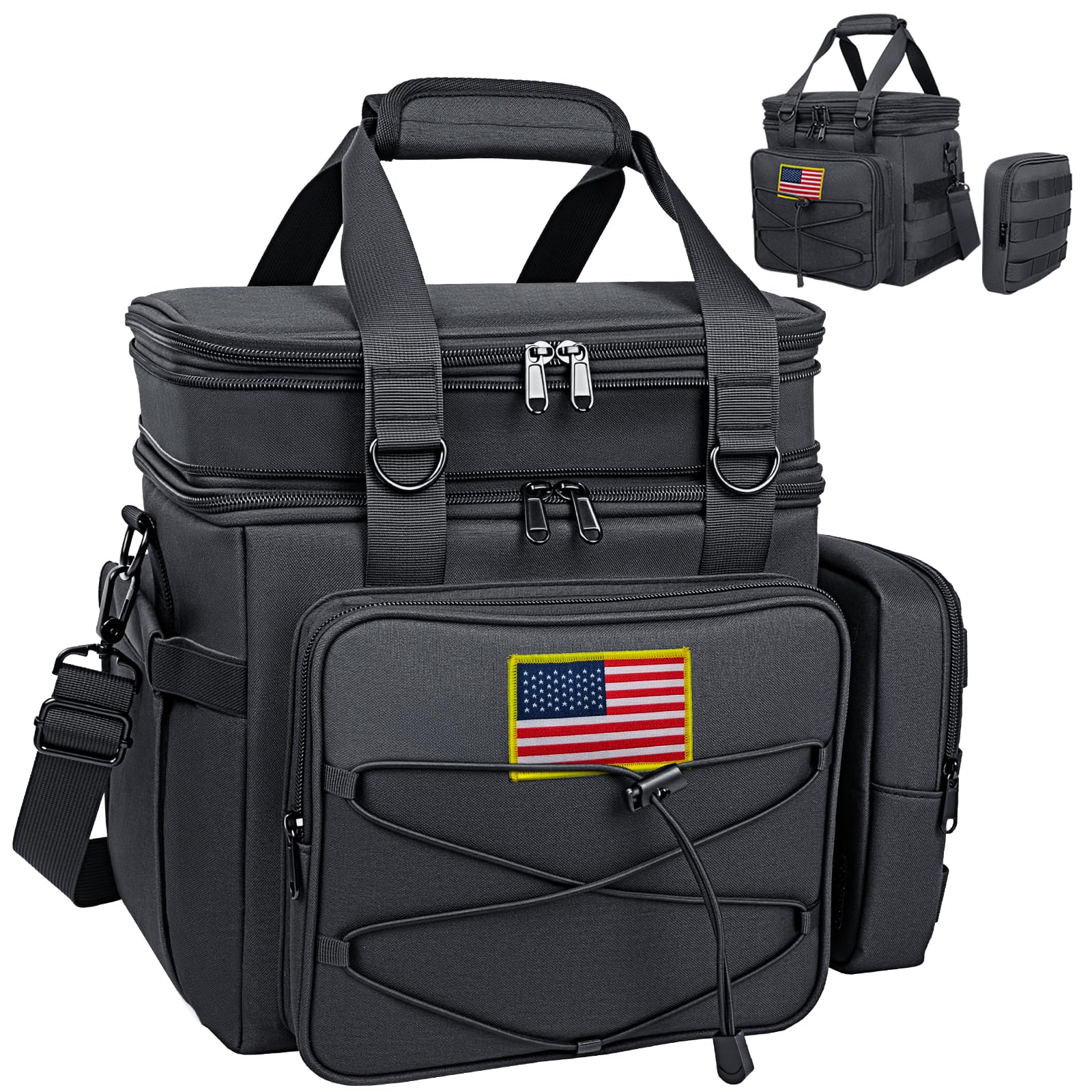Tactical Lunch Box for Men, 20L Expandable Double Insulated Cooler Bag with Detachable Molle Pouches, Modern Tote for Adults, Waterproof and Leakproof for Work, Camping, Picnic, Hiking