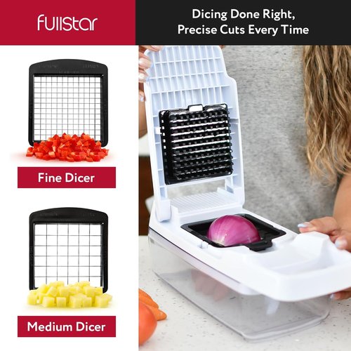Fullstar Vegetable Chopper & Mandoline Slicer - 9-in-1 Kitchen Food Chopper with Container & Cheese Grater, White