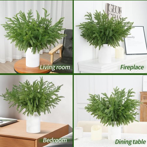 JEVEHWV ﻿12 Pcs 18 Inch Artificial Norfolk Pine Christmas Pine Branches，Real Touch Christmas Greenery Pines Branches for DIY Flower Arrangement Crafts Garland Wreath Xmas Indoor Outdoor Home Decor