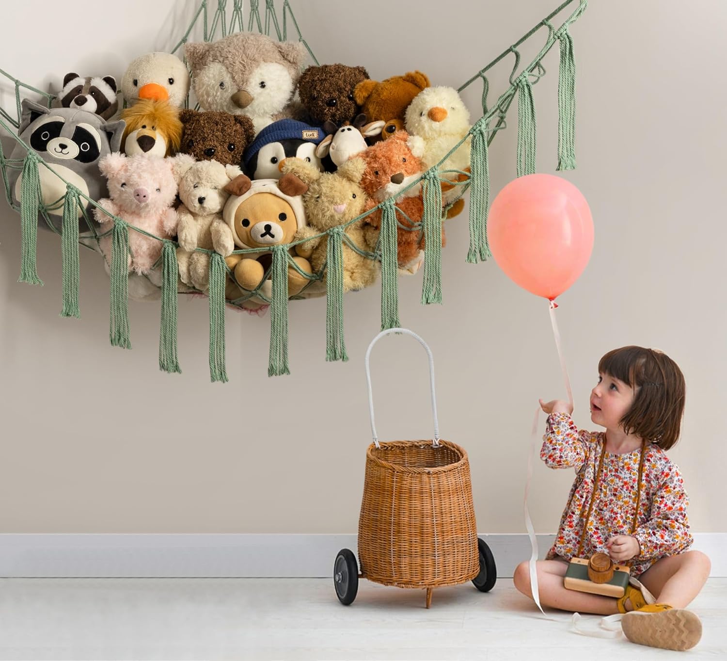 Mirolam Stuffed Animal Storage Hammock - Large Corner Organizer for Plush Toys | Baby Nursery Decor
