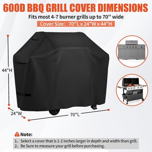 iCOVER 70-Inch BBQ Grill Cover - Heavy Duty Waterproof & UV Resistant for Weber, Char-Broil, Nexgrill