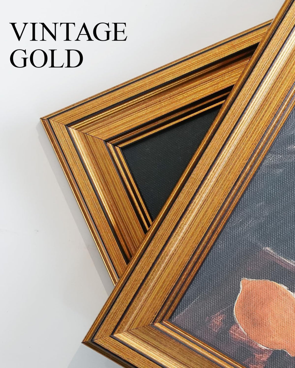 VIYYIEA Vintage Gold Framed Canvas Prints - Rustic Still Life Oranges Wall Art | 8x10 Inch for Kitchen & Dining Room