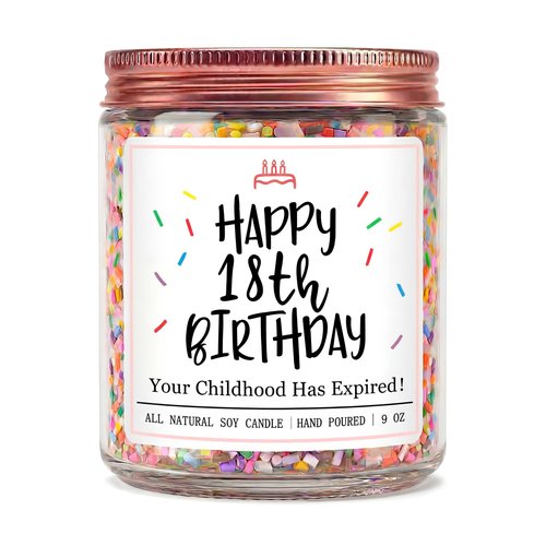 Homsolver 18th Birthday Gifts for Girls Boys, Vanilla Scent Ideas 18th Birthday Candles for Sister, Daughter, Best Friends, Handmade Aromatherapy with 50+ Hour Burn Time, Funny Birthday Decorations