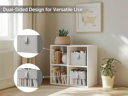 Foldable Storage Bins by [Brand Name] - Breathable Fabric Organizers with Clear Window | 3-Pack, Gray, Perfect for Towels, Clothes, Toys, and Books - 11.5 x 8.75 x 6.5 in