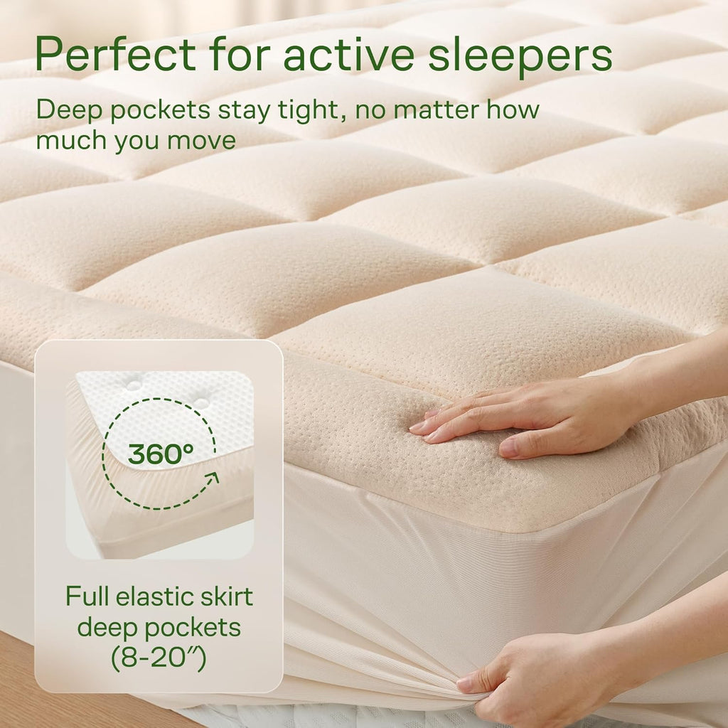Niagara Sleep Solution Ultra Soft Mattress Topper - Bamboo Viscose Pillow Top for Back Pain Relief | California King, Beige