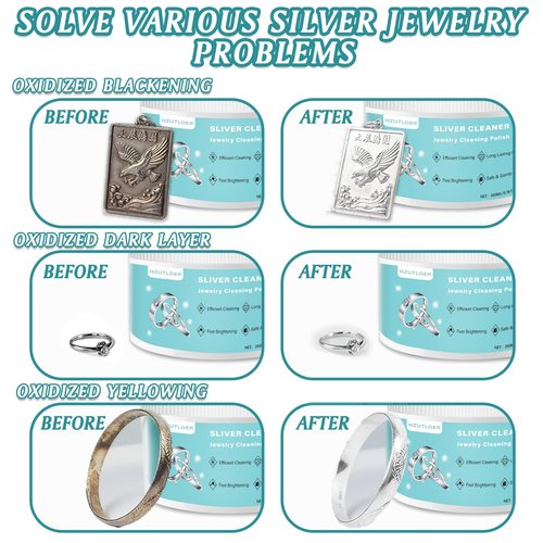 Hzutloer Silver Polish Cleaner,Jewelry Cleaner Tarnish Remover,Safe & Gentle,No Rinse,for Materials of Sterling Silver,Gold,Platinum,6.73 Fl Oz