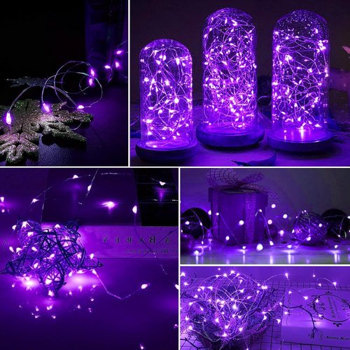 AIKEI 24 Pack LED Fairy Lights - Waterproof 7 Feet String Lights for Wedding, Party & Garden - Purple