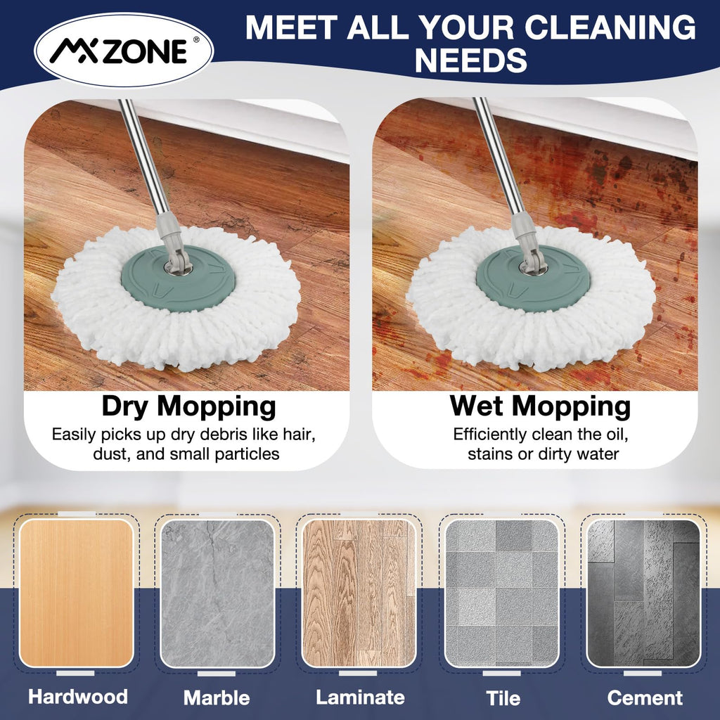 Spin Mop Replacement Head 5 Pack Magic Mop Refill for Hurricane 360° Systems, Microfiber Spin Mop Head, Round Shape Standard Universal Size