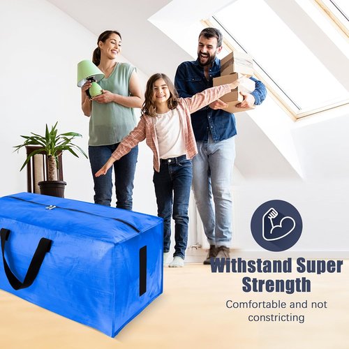 HOMESURE 12 Pack Large Water-Resistant Moving Bags - Heavy Duty Storage Totes with Zippers & Handles - Sky Blue