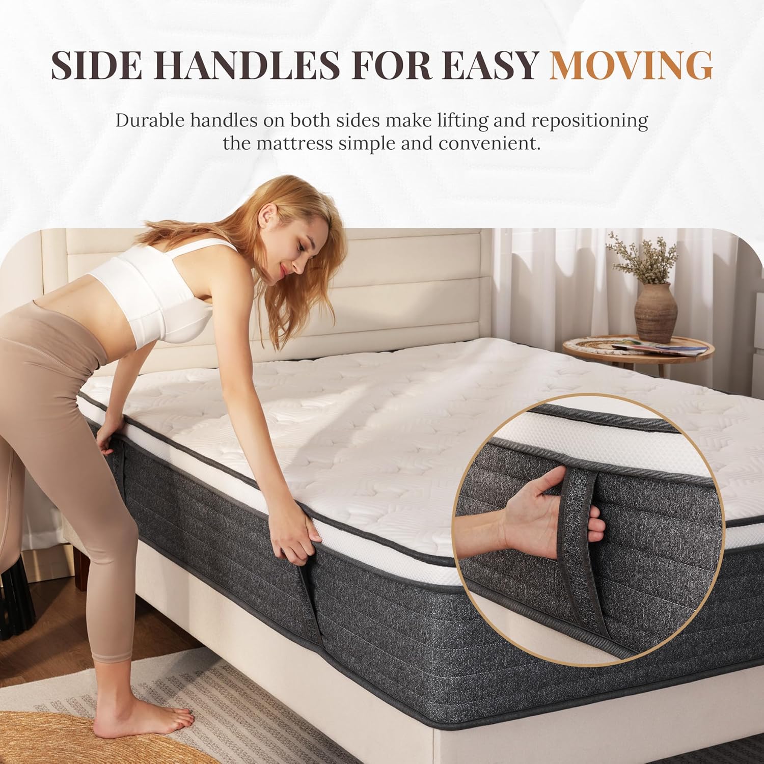 Skiennix Queen Mattress - 12 Inch Hybrid Foam & Pocket Springs | Medium Feel, Fiberglass Free, Extra Edge Support