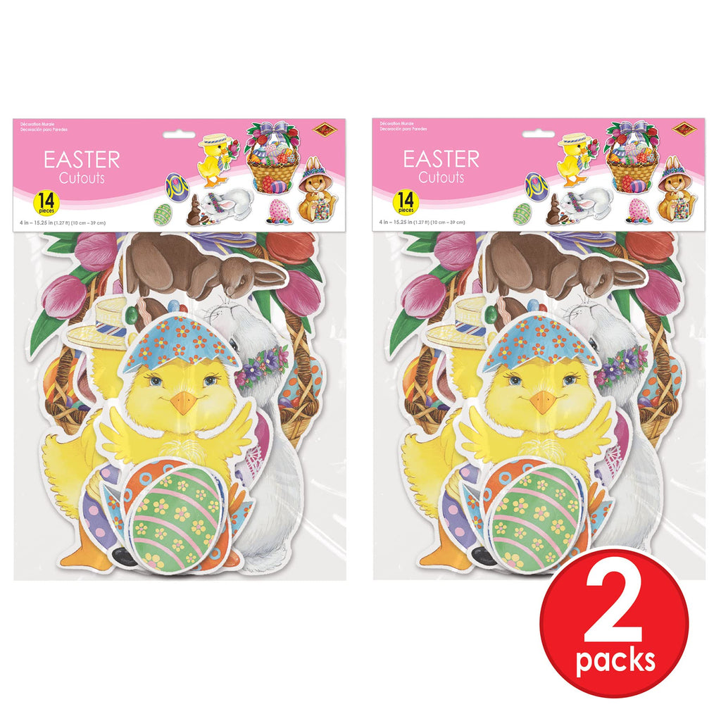 Beistle Easter Basket & Friends Cutouts, 28 Pieces, 4”-15.25” – Assorted Bunny & Spring Decorations