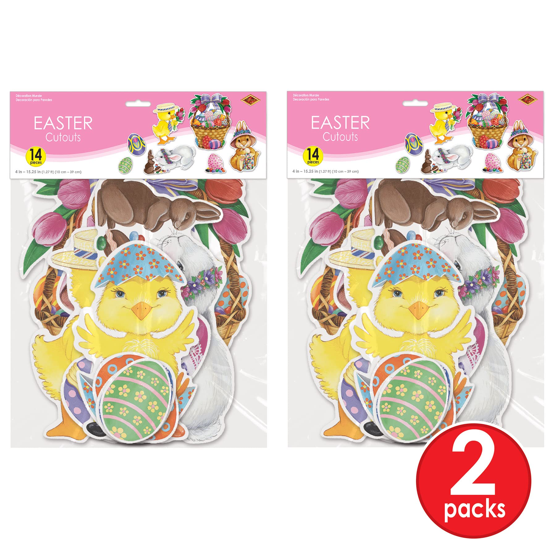 Beistle Easter Basket & Friends Cutouts, 28 Pieces, 4”-15.25” – Assorted Bunny & Spring Decorations