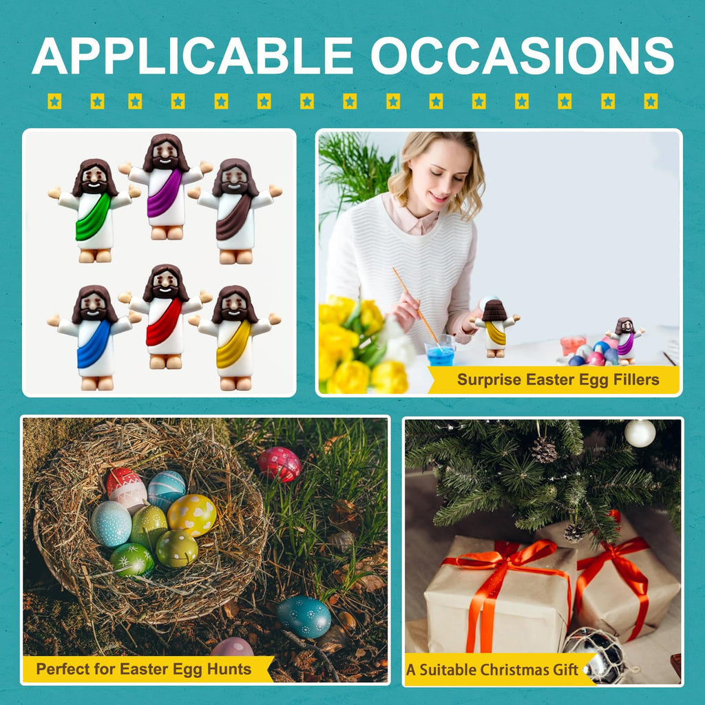 Seprochoo Little Jesus Figures - Mini Jesus Figurines in Bulk for Easter (30, Multicolor)