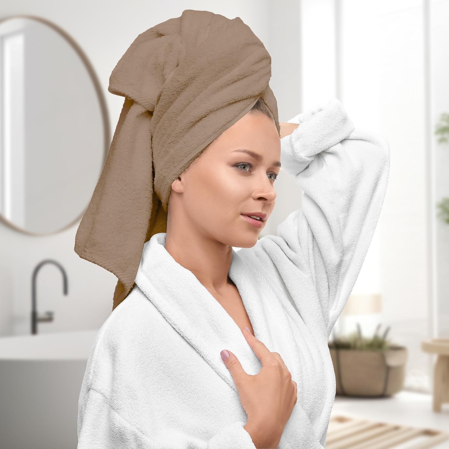 Avalon Towels Luxury 8-Piece Beige Towel Set | 100% Ring Spun Cotton, Highly Absorbent, 600 GSM