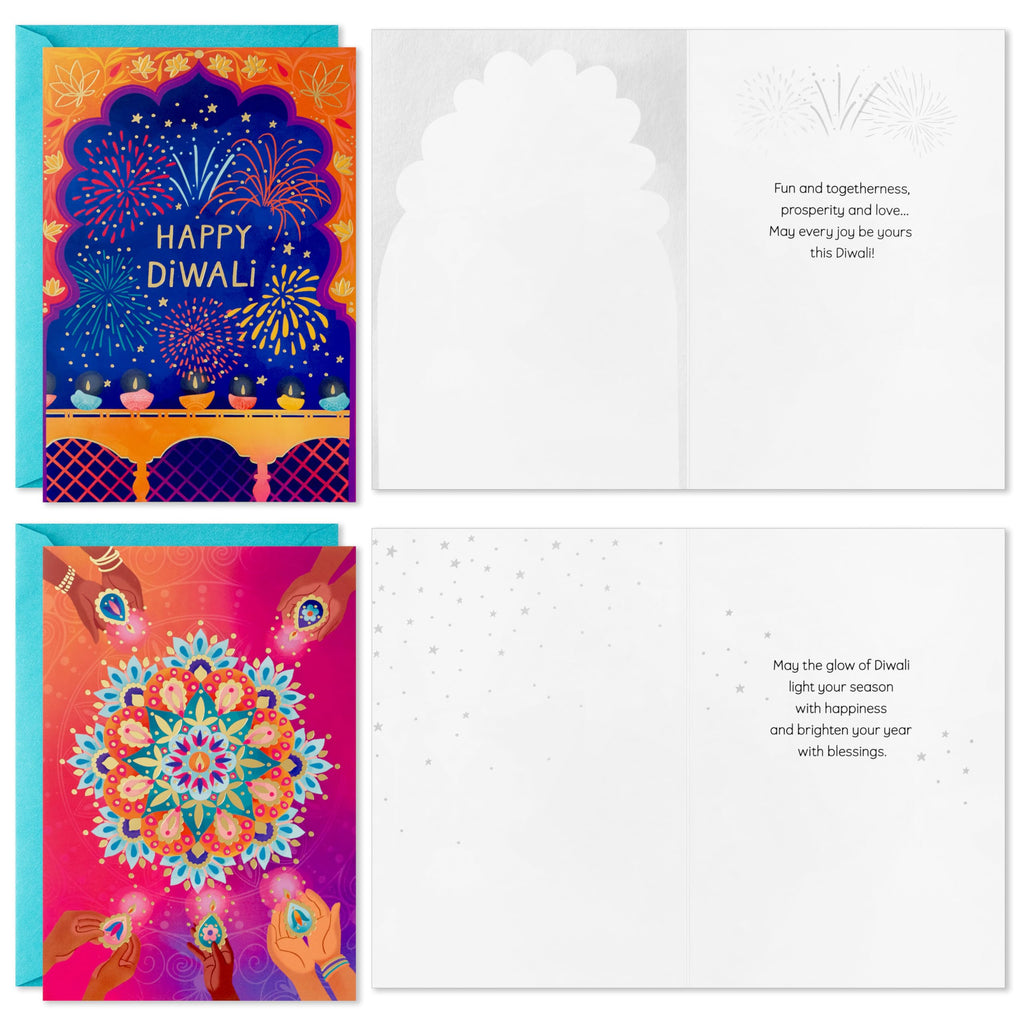 Hallmark Golden Thread Diwali Card Assortment (16 Cards with Envelopes)