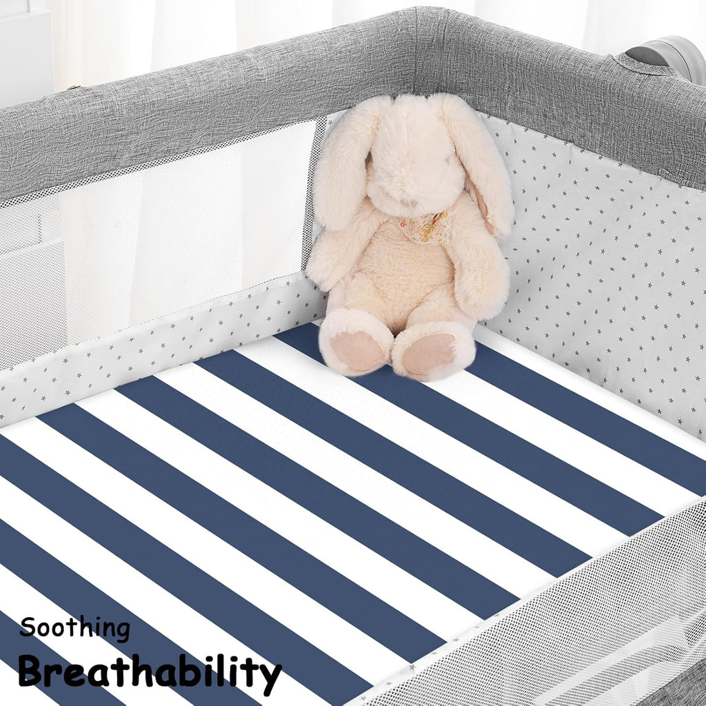 Yoofoss Bassinet Sheets - 3-Pack Fitted Baby Sheets for Halo & Angelbliss | Soft & Breathable Stripes & Panda