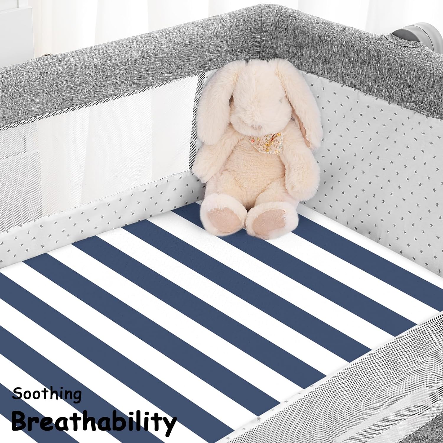 Yoofoss Bassinet Sheets - 3-Pack Fitted Baby Sheets for Halo & Angelbliss | Soft & Breathable Stripes & Panda