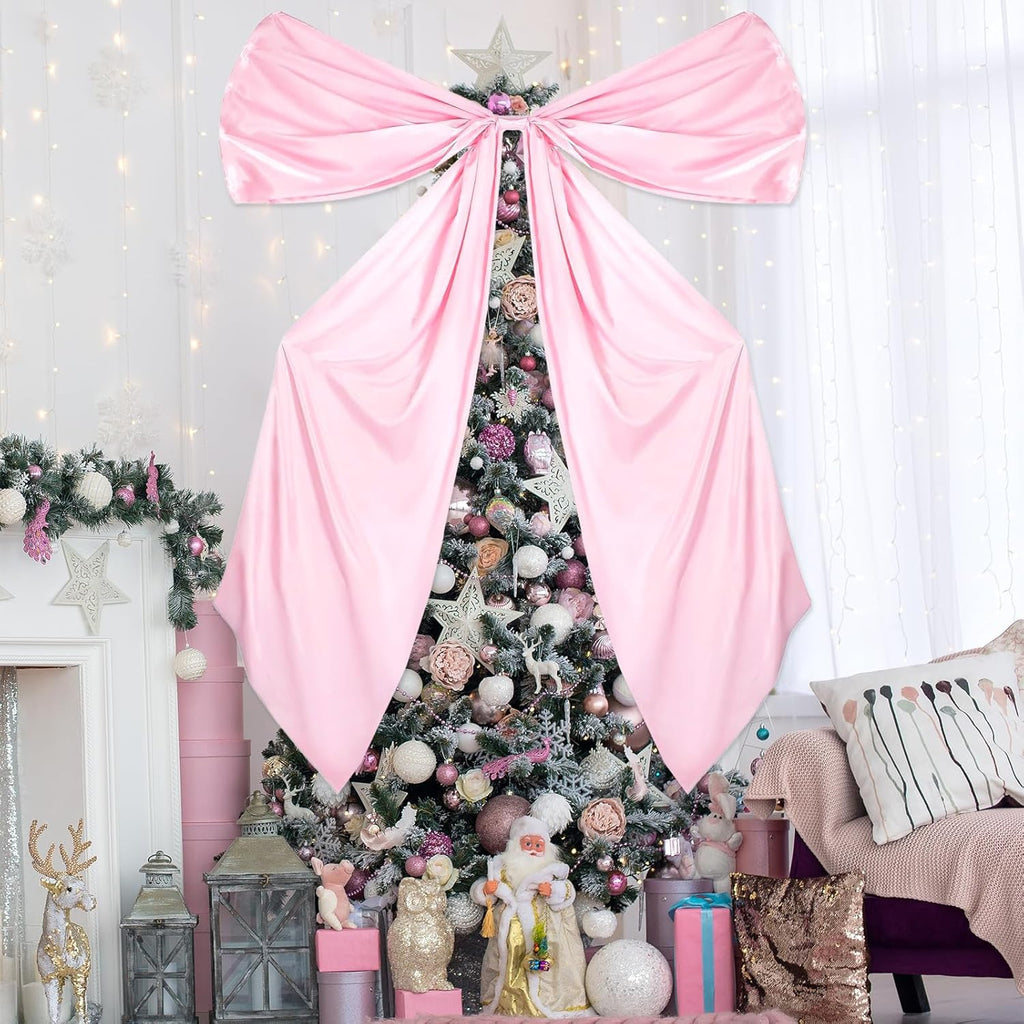 Skiennix Extra Large Wedding Bow Decor - 118 x 29 Inch Giant Satin Bow with Long Streamers | Pink Party Decoration