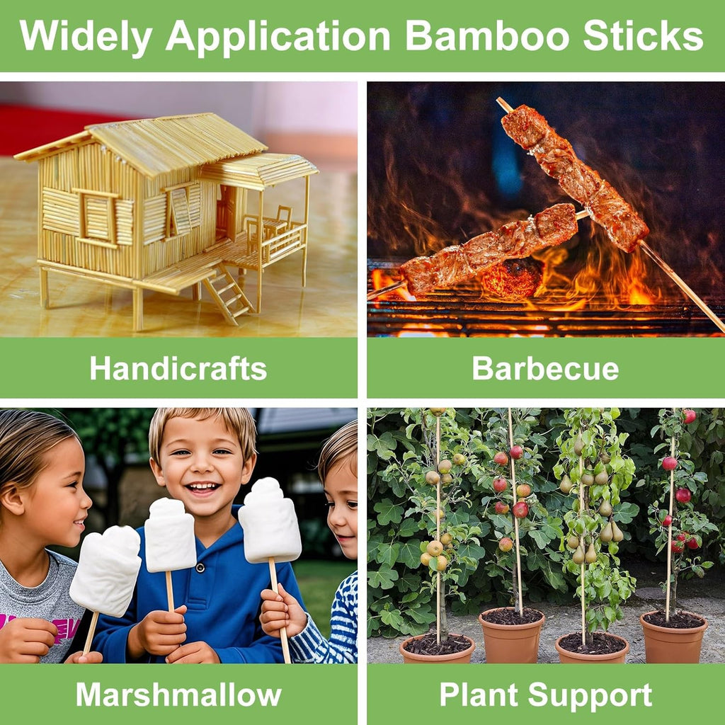 Bamboo Plant Stakes - 18 Inch Wooden Support for Gardening | 46 PCS with Wires for Indoor Plants