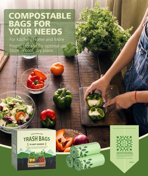 AYOTEE Small Compost Bags 2.6 Gallon Trash Bag, 150 Count Compostable Trash Bags 2.6 Gallon Compost Bag for Countertop Bin 1.3,2,3 Gallon, Small Waste Basket Liners for Bathroom Kitchen Office