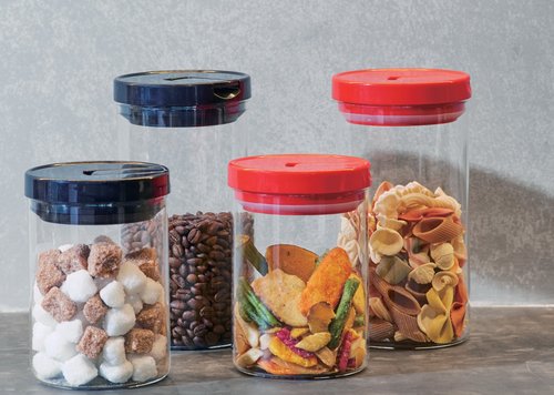 Hario Glass Canister for Coffee and Tea, 1000ml, Red