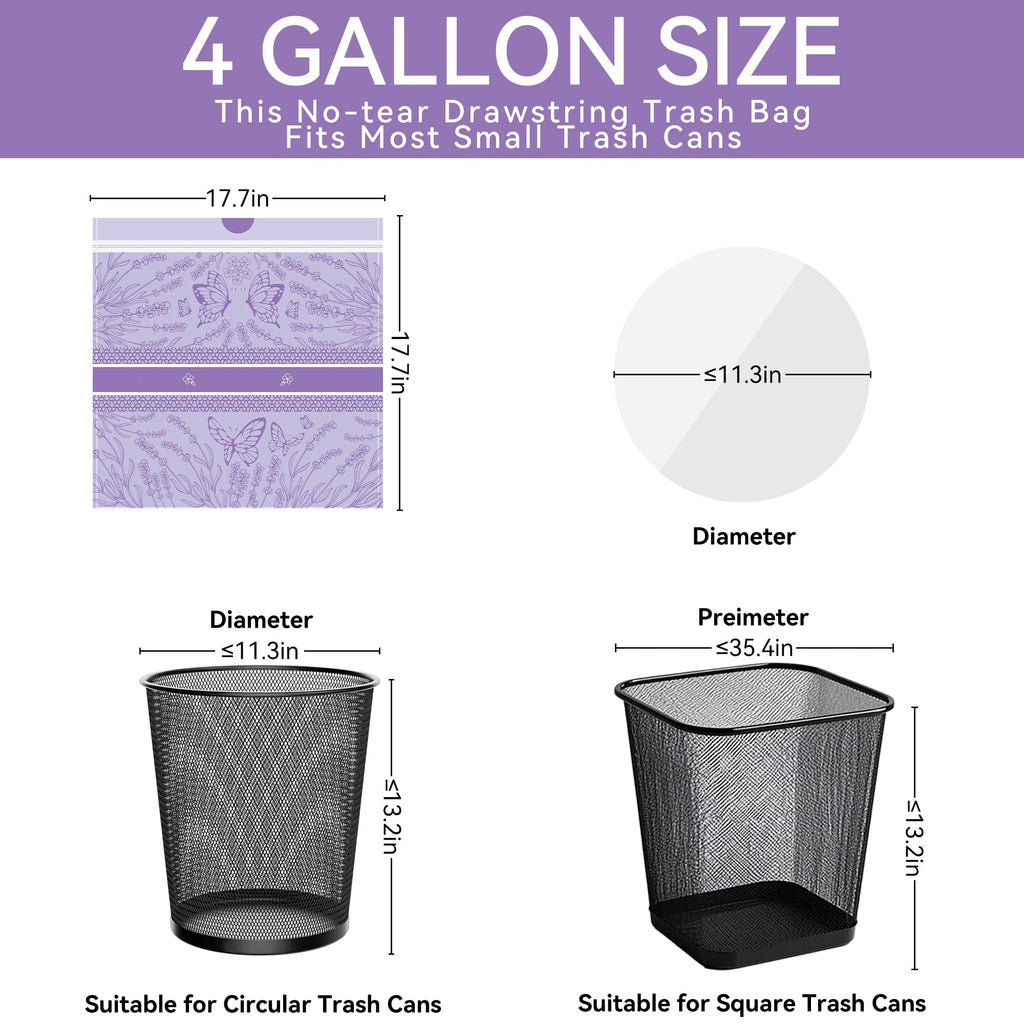 Freshlix 4 Gallon Small Trash Bags No-Tearing Drawstring Strong Garbage Bags Lightly Scented Bathroom Trash Bag 217 Count for Home, Office, Kitchen,Outdoor Camping