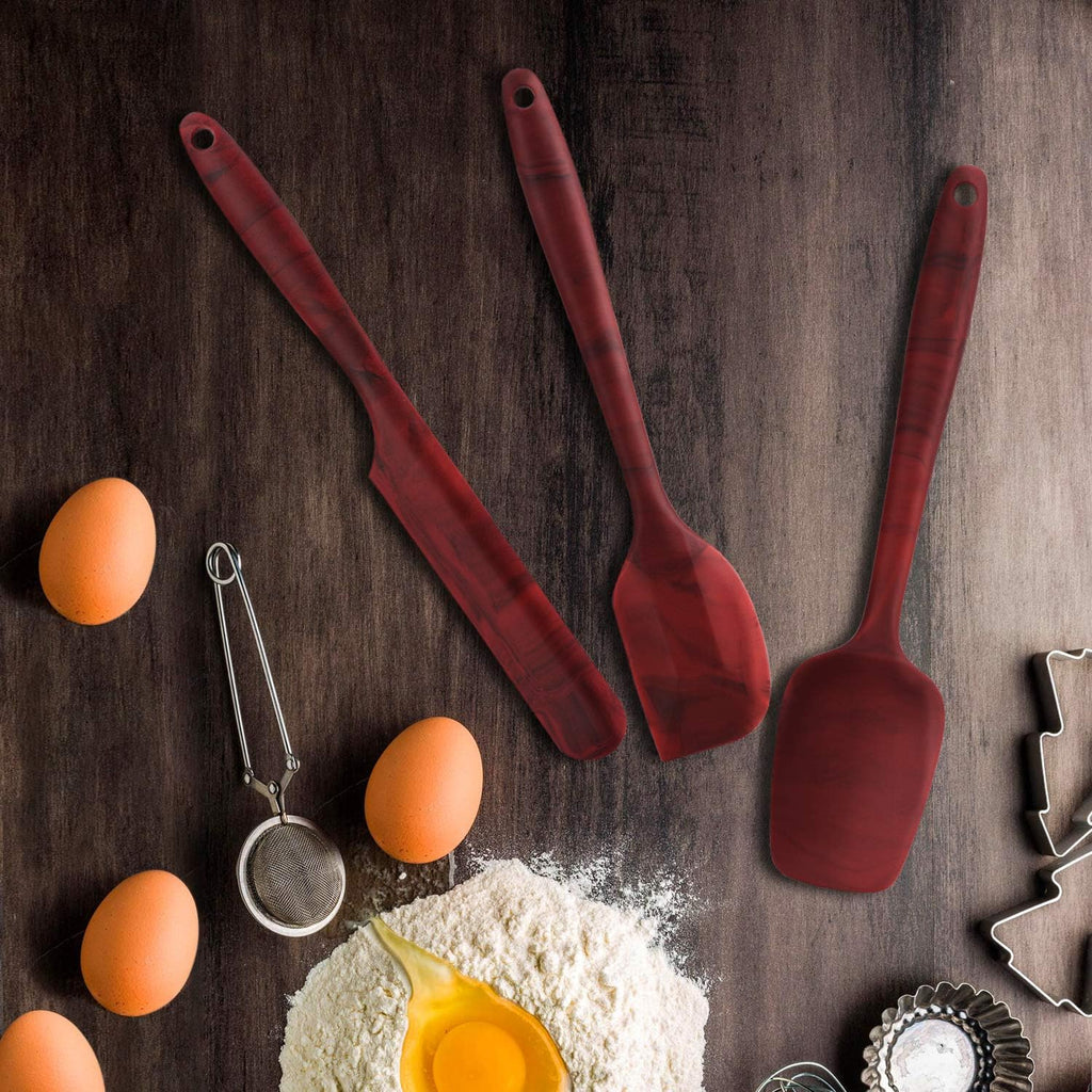Skiennix Silicone Spatula Set - BPA-Free, High-Temperature Resistant, Non-Stick Design | 3-Pack with Marble Pattern