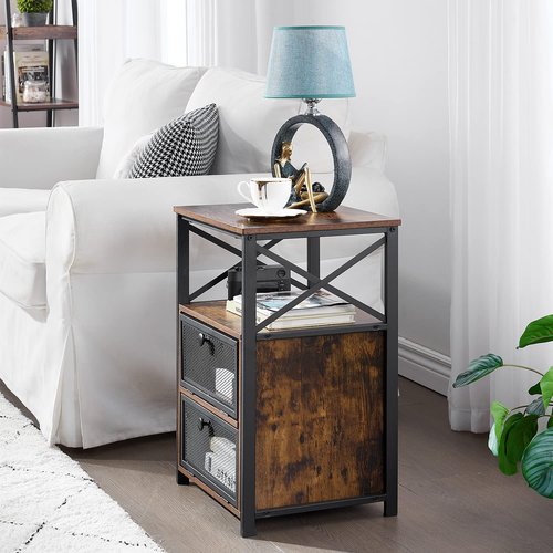 VECELO Modern Night Stand, End Side Table with Storage Space and Door, Nightstands with Flip Drawers for Living Room,Bedroom,Lounge,Set of 2