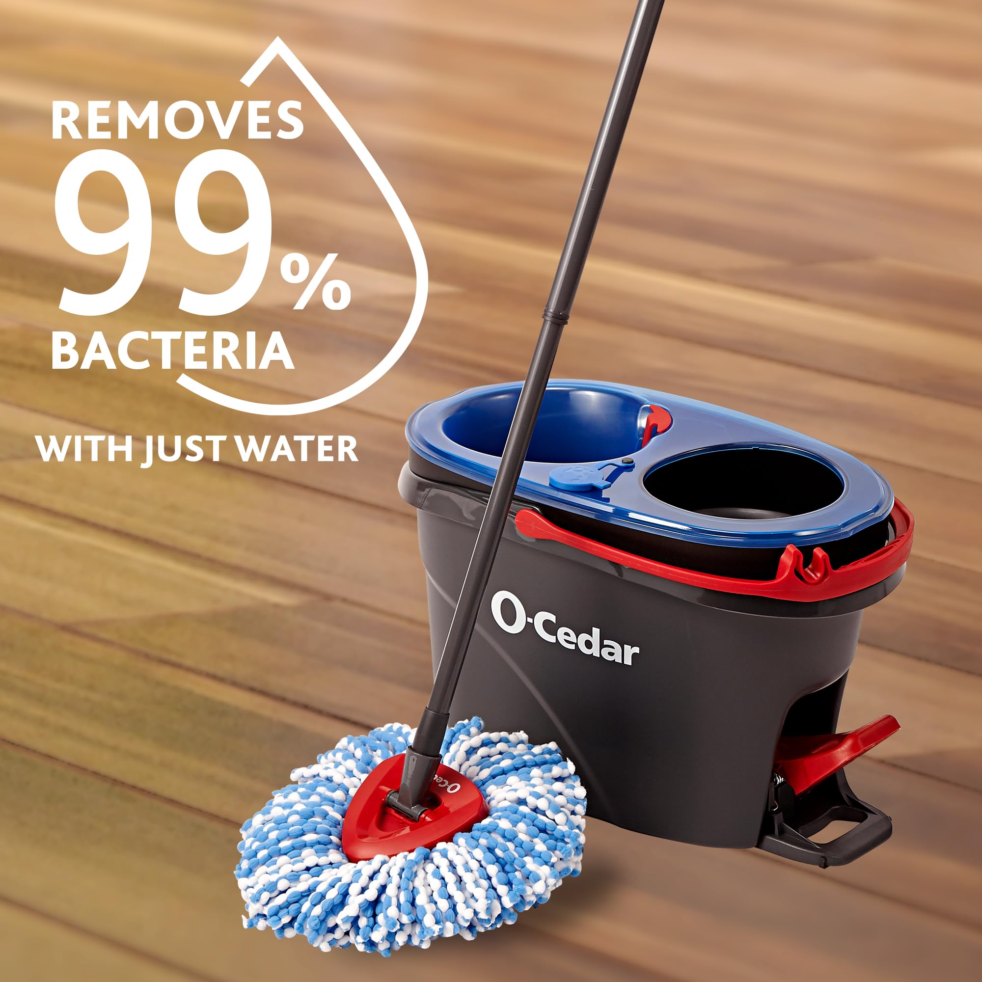 O-Cedar RinseClean Spin Mop & Bucket System | Clean with Water | Removes 99% of Bacteria