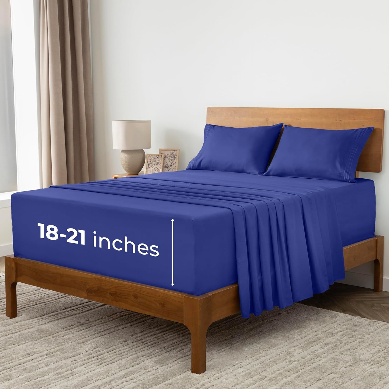 Mellanni Extra Deep Full Sheets - Hotel Luxury Ultra Soft Cooling Bedding - Wrinkle & Fade Resistant (Royal Blue)