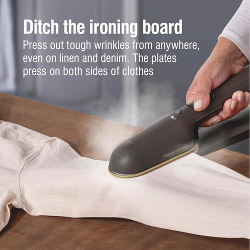 CHI SteamPress Handheld Garment Steamer - 3-in-1 Clamping Iron with 200ml Tank, Fast 25-Second Heat, Black