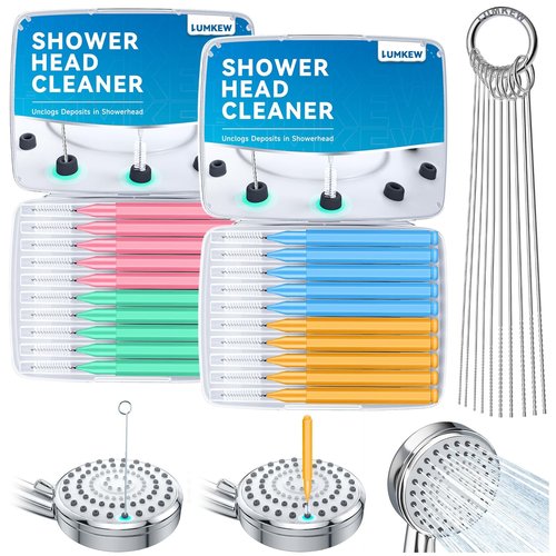 Lumkew Multiszie Shower Head Cleaner Tool, Shower Head Cleaning Brush for Small Hole Nozzle with Storage Boxes, Showerhead Cleaner Picks Unclogger for Household Bathroom, 30 Pcs