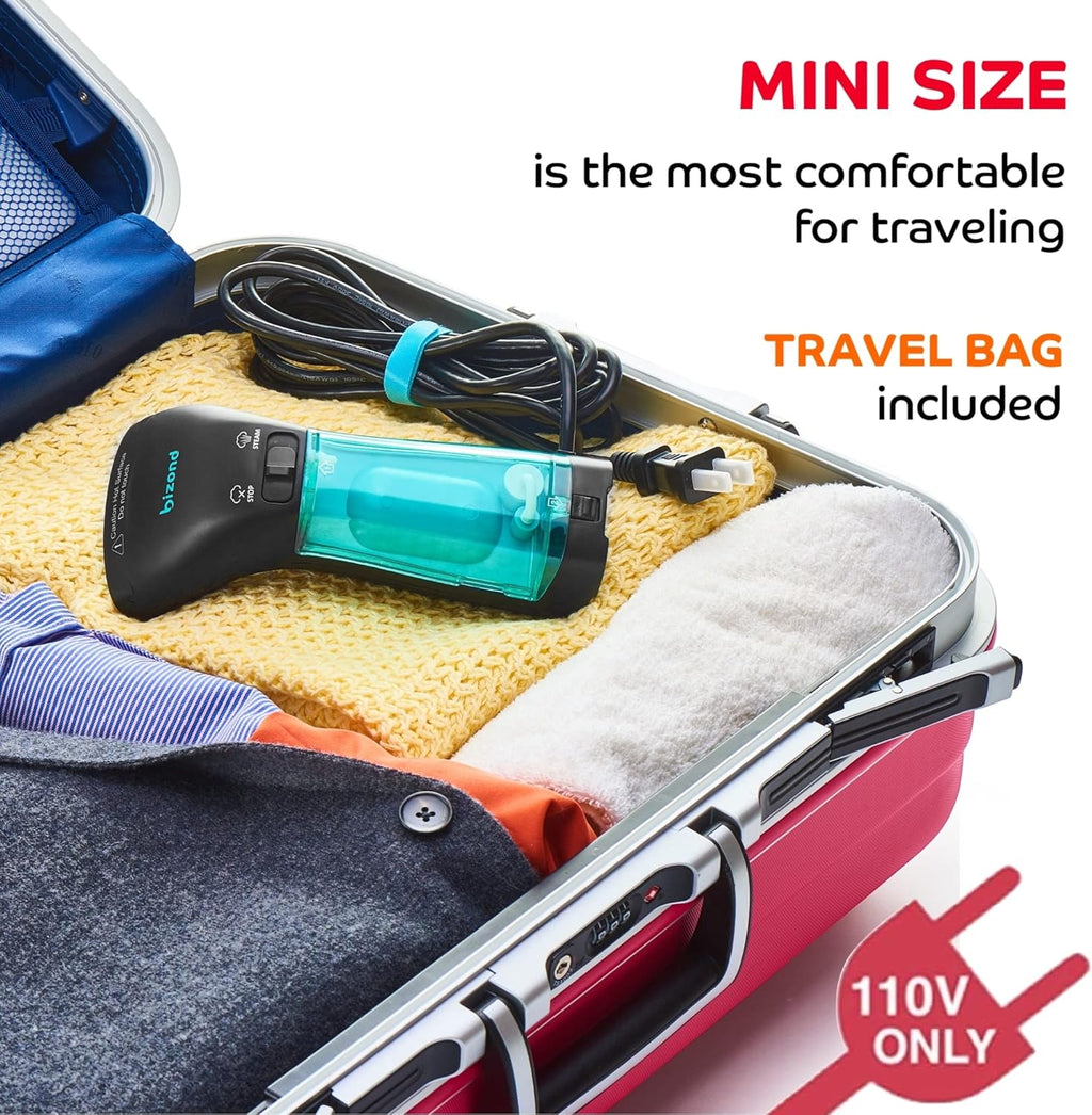 Skiennix Travel Steamer for Clothes - Portable Handheld Design, No Spitting, Compact Mini Steamer (Metal)