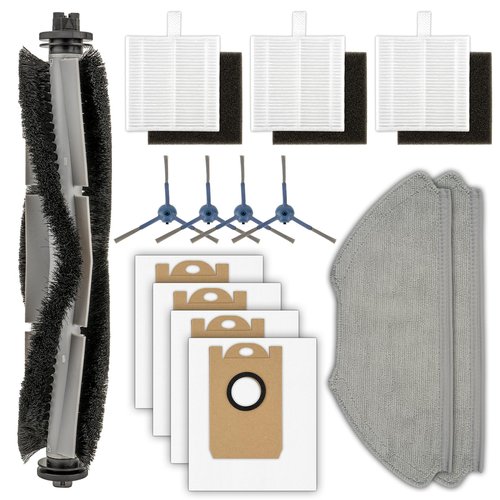 (14 Pack) T20+ Replacement Parts Compatible with Airrobo T20+/ T25+/ T30+/ T25+C/ GT21 Robot Vacuum, Accessories Kit, 1 Roller Brush, 4 Side Brushes, 4 Dust Bags, 3 HEPA Filters, 2 Mop Pads
