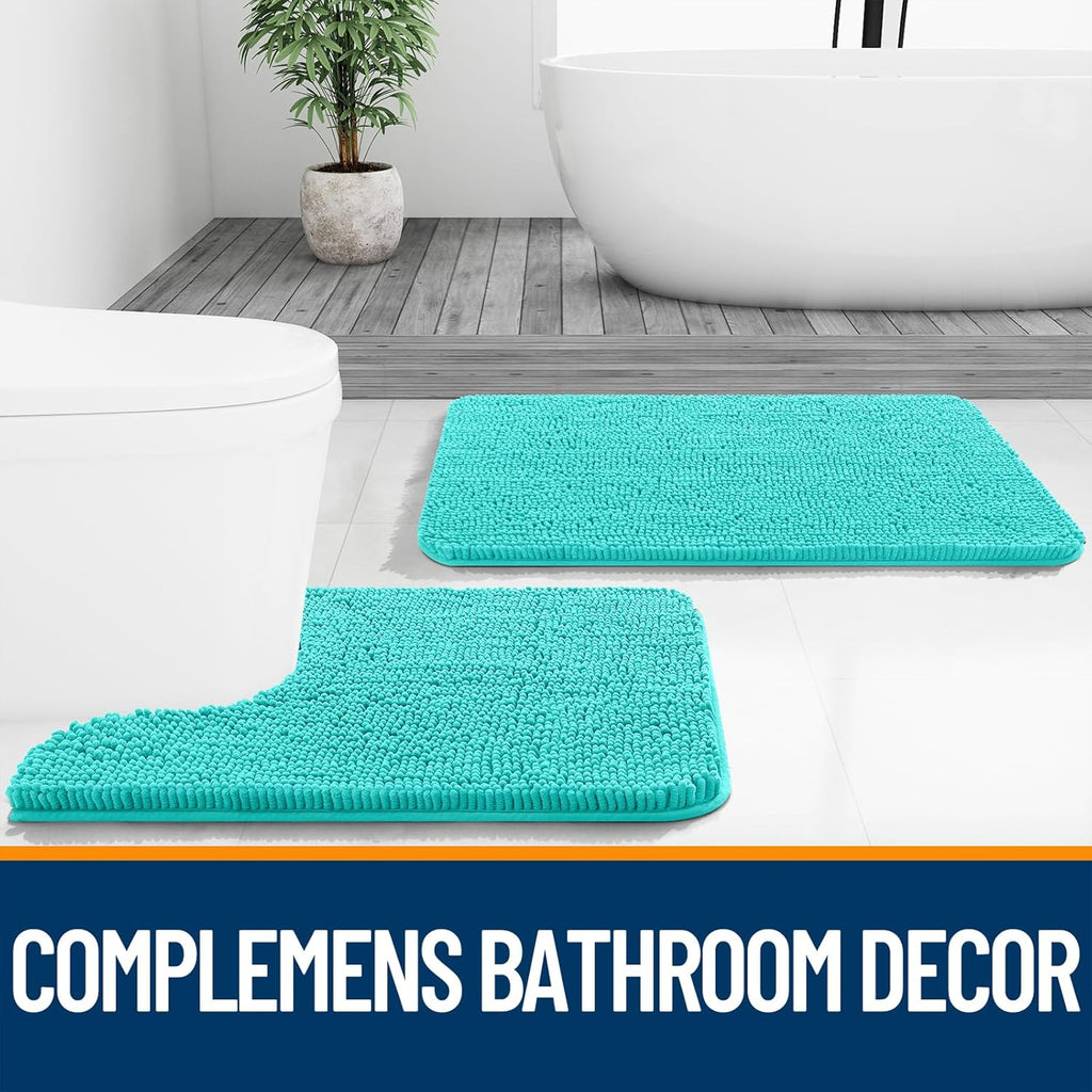 OLANLY Bathroom Runner Rug - Extra Soft Chenille, Quick Dry, Machine Washable | 47x17 Inches, Teal