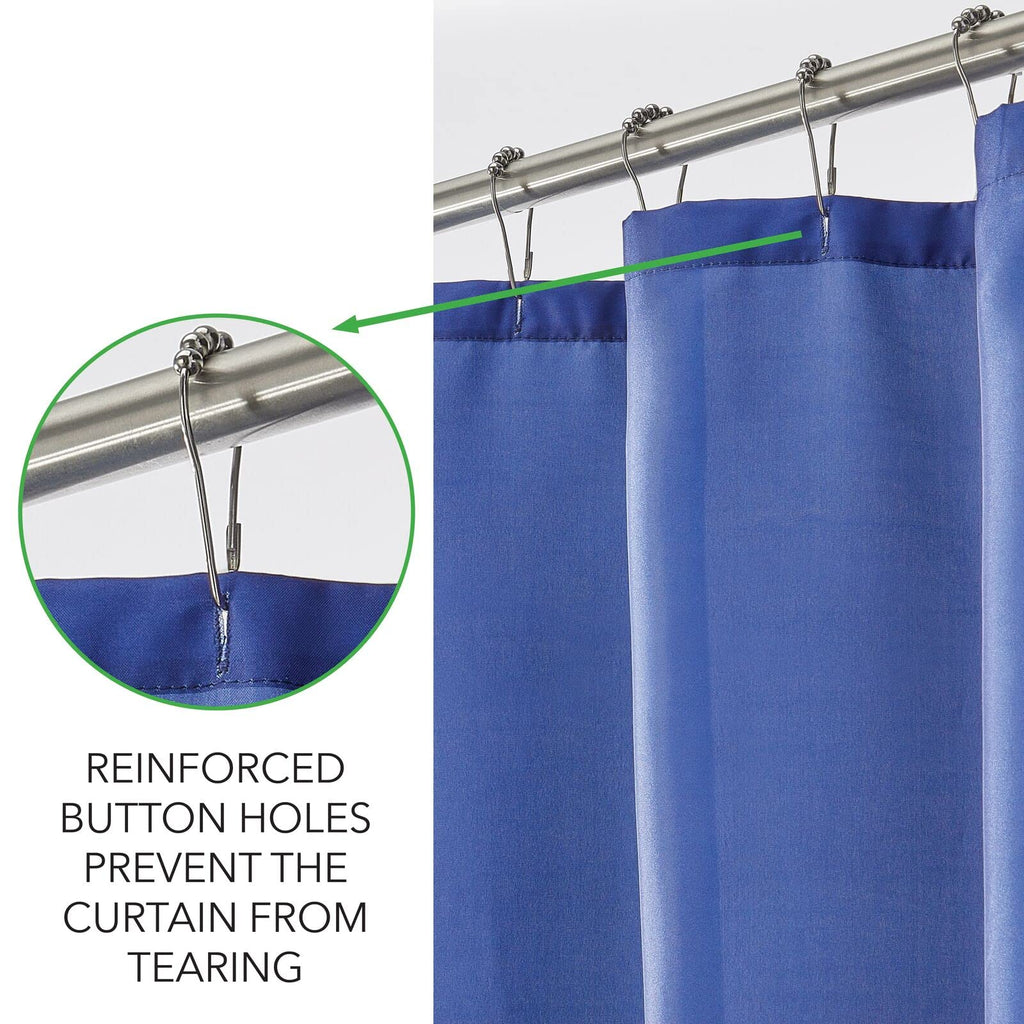 mDesign Decorative Get Naked Print - Easy Care Fabric Shower Curtain with Reinforced Buttonholes, for Bathroom Showers, Stalls and Bathtubs, Machine Washable - 72" x 84" - Navy Blue/White