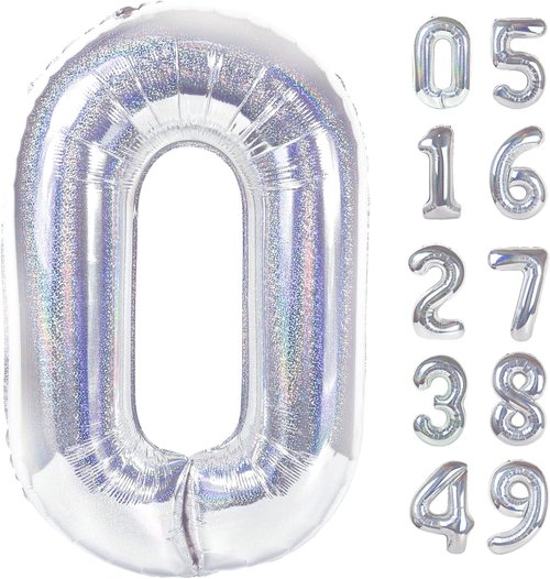 Laser Silver 40-Inch Number Balloon - 0 Birthday Decoration for Women | Perfect for Milestone Celebrations