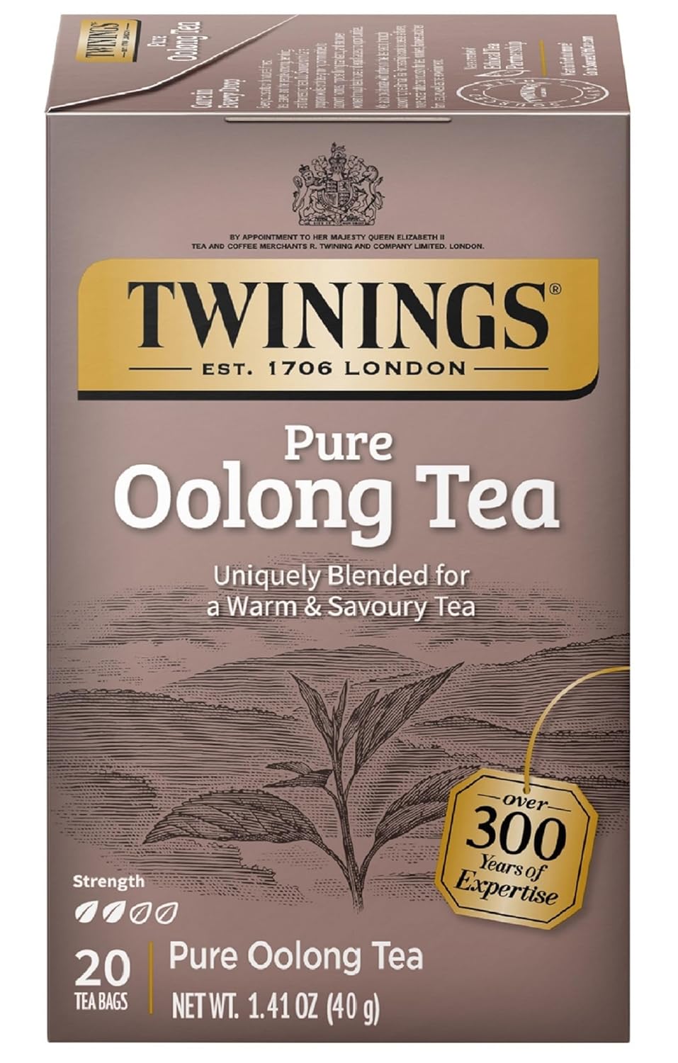 Twinings Pure Oolong Tea - Golden Caffeinated Tea Bags, Individually Wrapped, 20 Count
