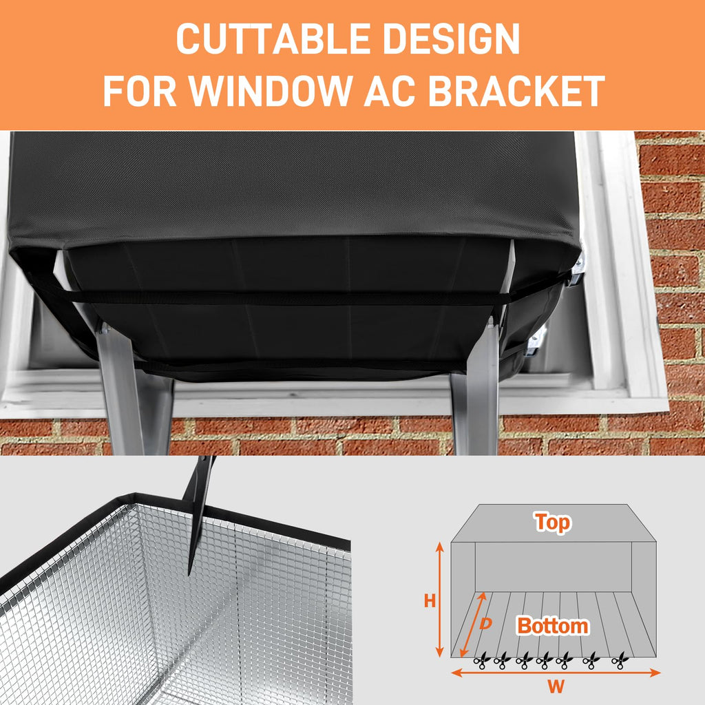Window Air Conditioner Covers for Outside Unit for Winter Insulation, 21"W x 16"D x 15"H, Waterproof & Windfroof AC Covers for Outside Window Units with 3 Layers Insulation - Black
