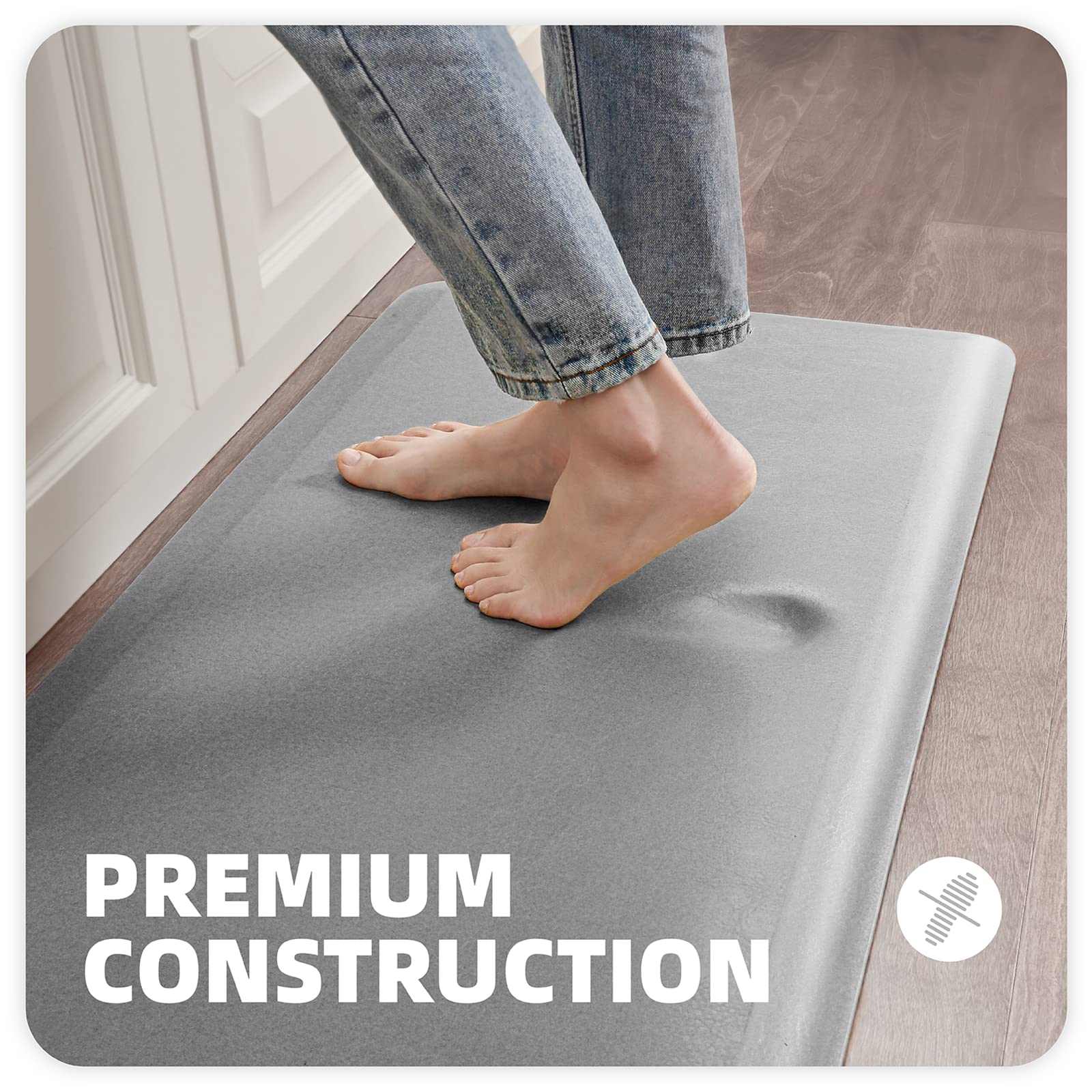 Color&Geometry Anti Fatigue Floor Comfort Mat 3/4 Inch Thick 24"x70" Perfect for Standing Desks, Kitchen Sink, Stove, Dishwasher, Countertop, Office or Garage, Light Grey